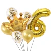 Children's birthday party decorated aluminum film package balloons, children's first birthday golden crown aluminum film digital balloons Item Picture
